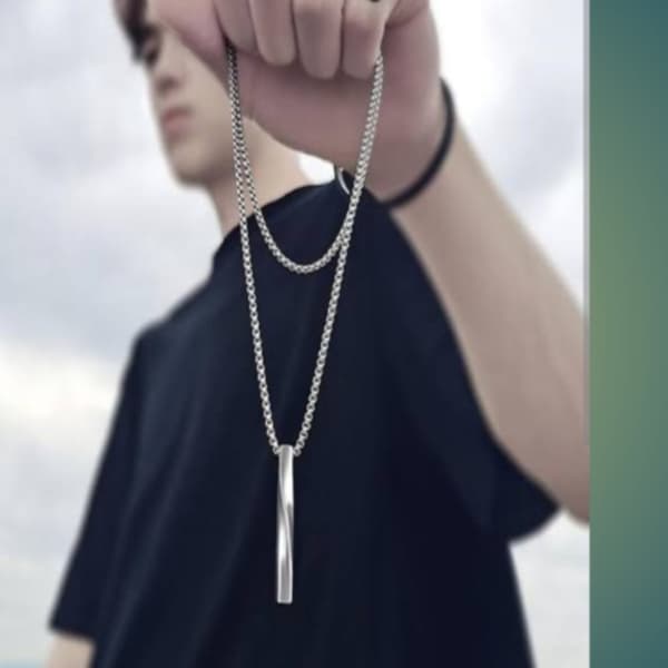 Men Spiral Pendant Necklace - Silver product image