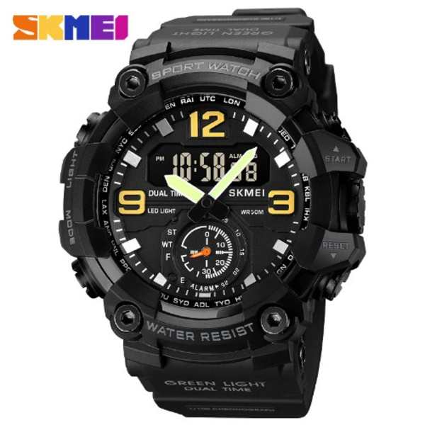 Timeless Beauty Men’s Sport Watch - Analog & Digital - Black - 50m